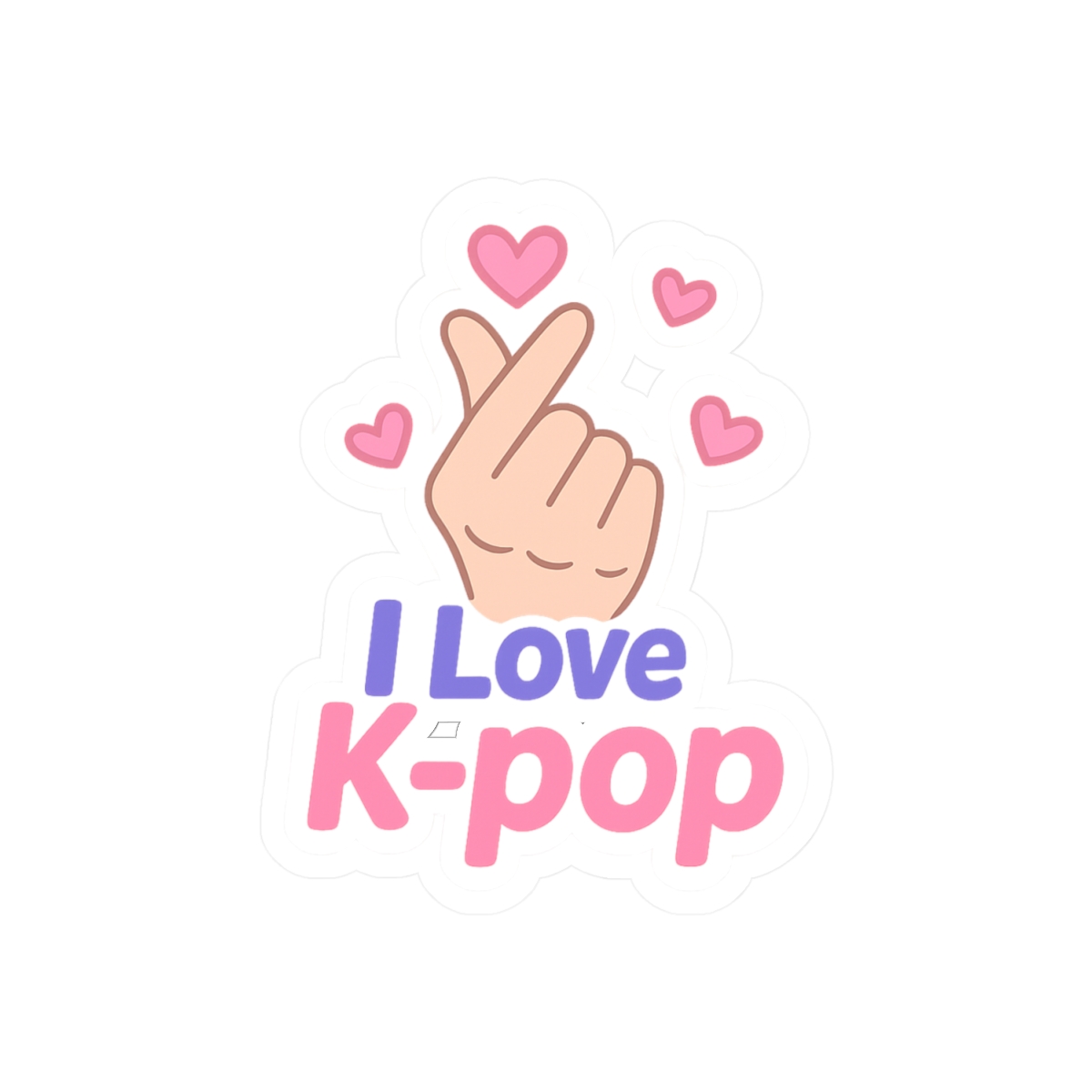 I Love Kpop Finger Heart Sticker | Cute Vinyl Decal - alternate angle 1, merchandise