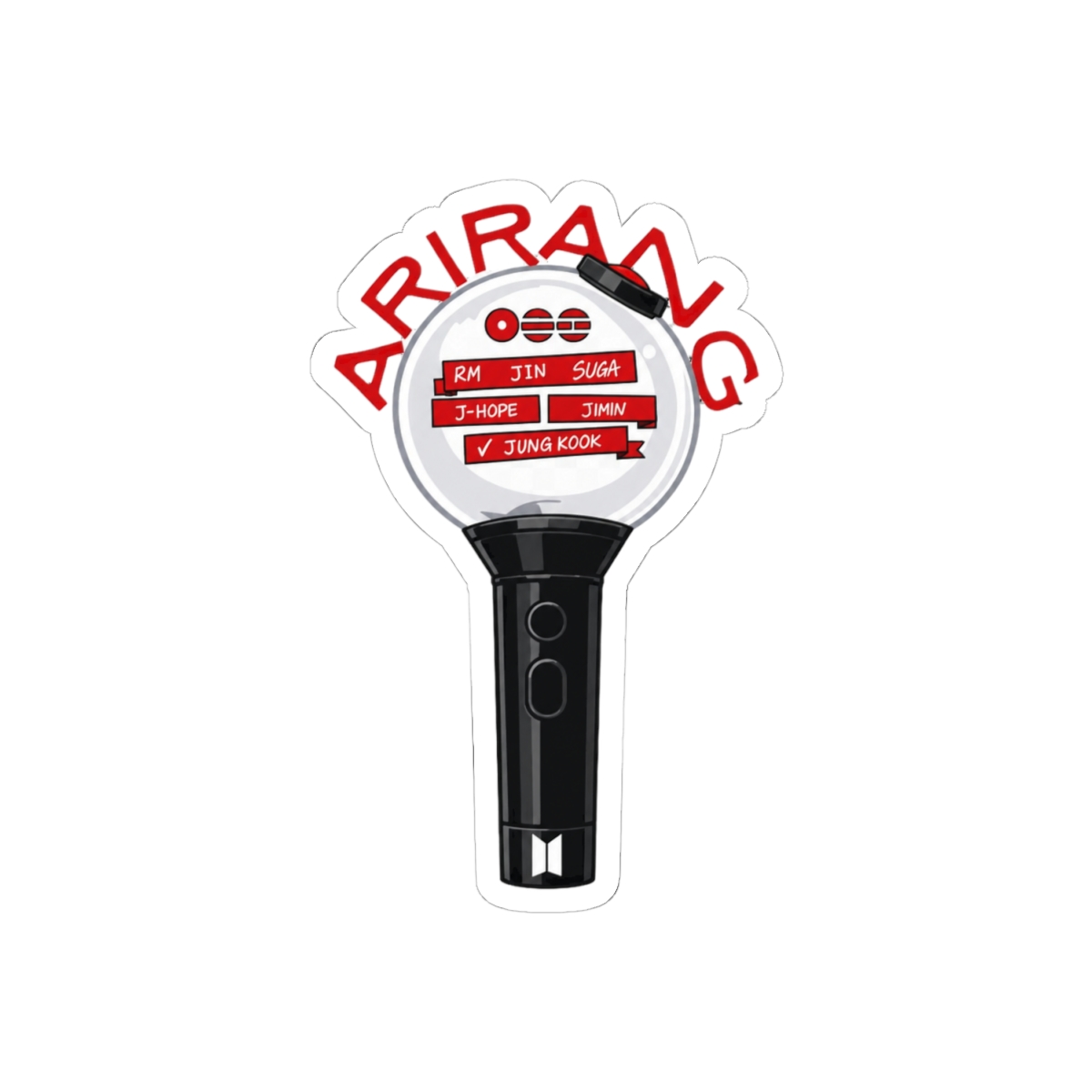 BTS ARMY Bomb Lightstick Arirang Sticker - Cute K-Pop Fan Decal - alternate angle 1, merchandise