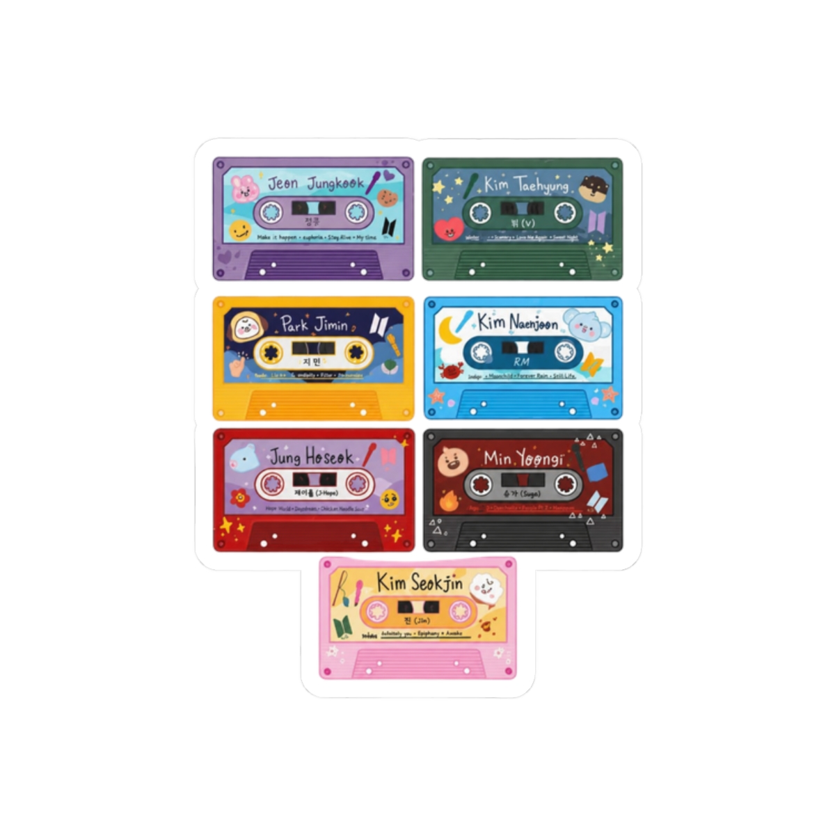BTS Tape Recorder Retro Sticker Pack - K-Pop ARMY Laptop Decals - alternate angle 3, merchandise