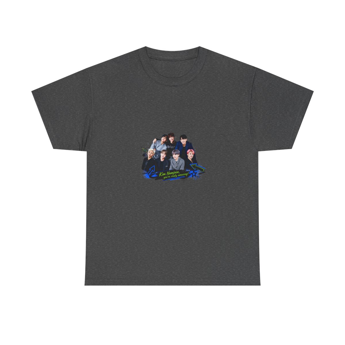 BTS " in bold block letters at the top. " Unisex Tee - alternate angle 2, merchandise
