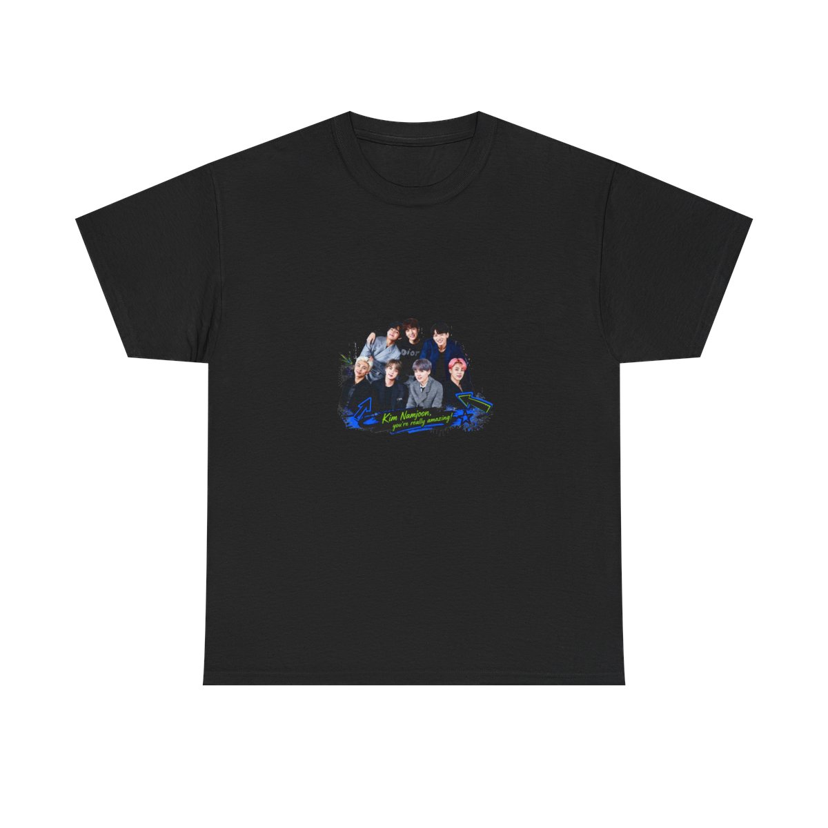 BTS " in bold block letters at the top. " Unisex Tee