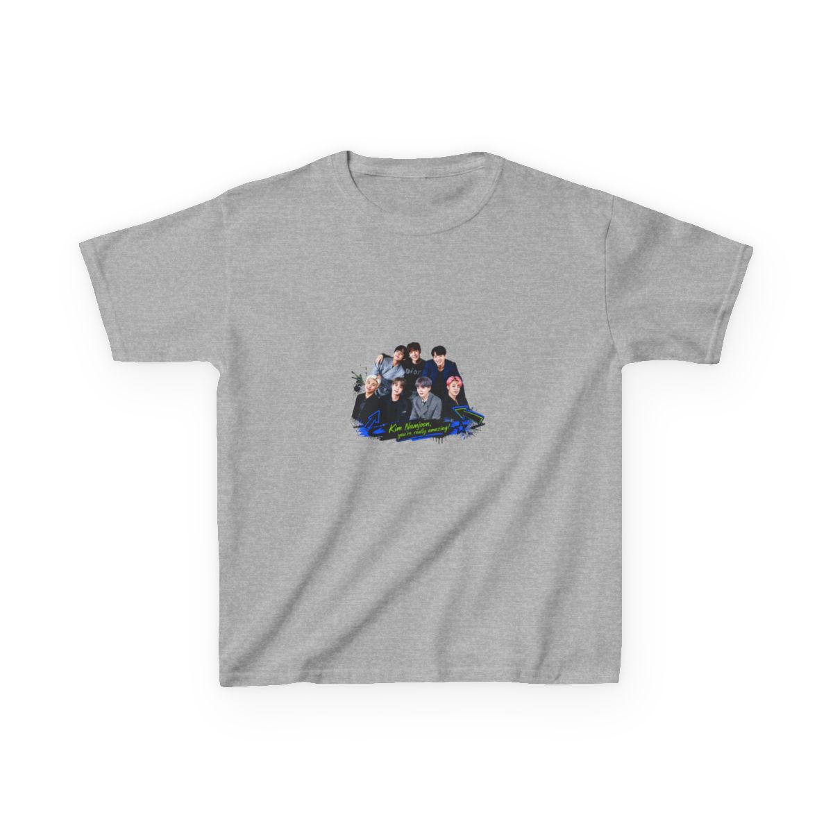BTS " in bold block letters at the top. " Unisex Kids Tee - alternate angle 3, merchandise